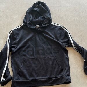 Adidas Kids dark gray  Hoodie with White Stripes